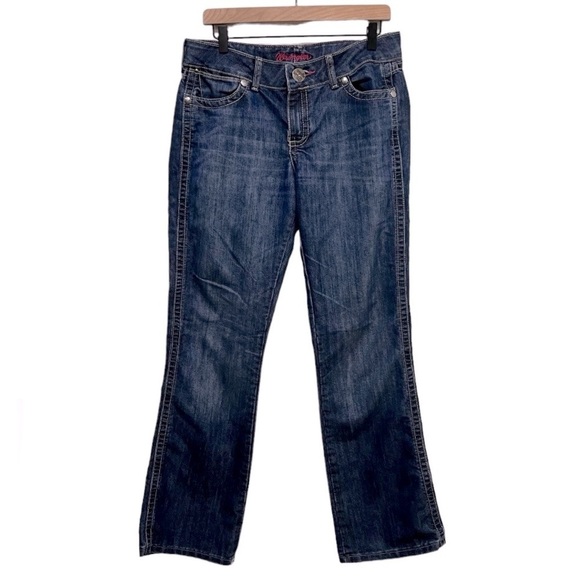 WRANGLER Premium Patch Boot Cut Jeans Size 9/10x34 Style 09MWZBF - Picture 2 of 11